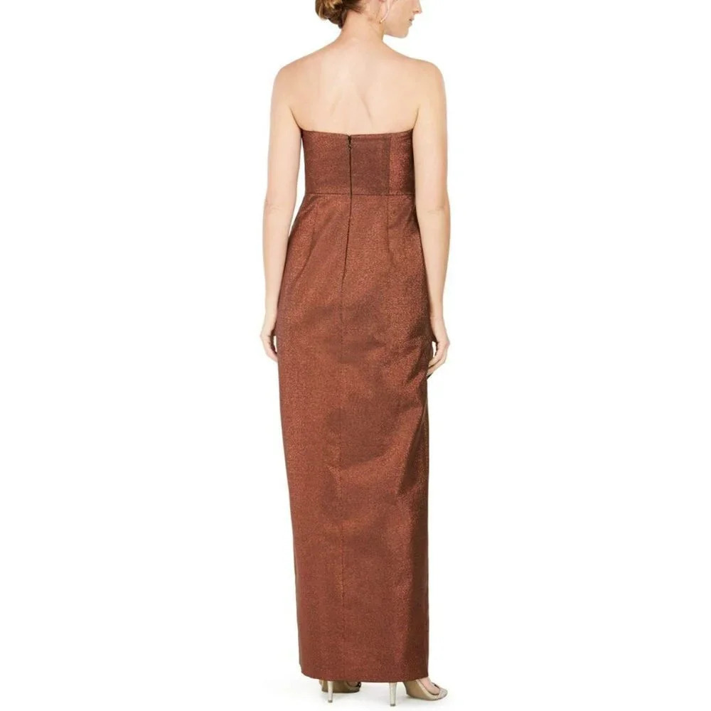 NWT Adrianna Papell Copper Shimmering Strapless Formal Gown $225 - Picture 3 of 10